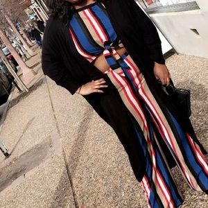 Change Your Stripes Plus Size Pants + Crop Top Set